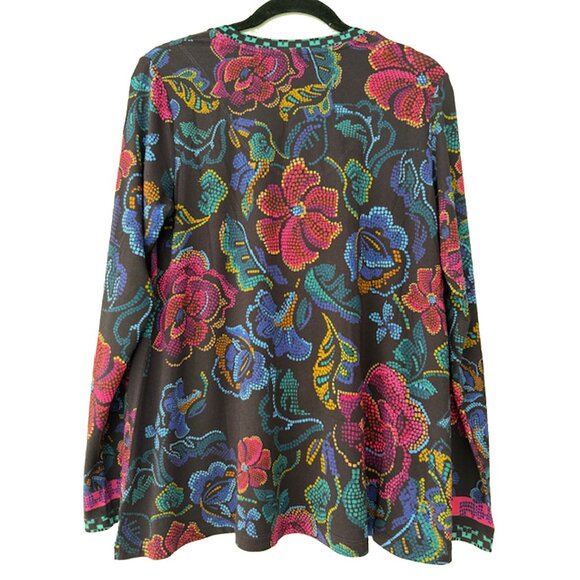 Johnny Was Janie Favorite Aphaia Long Swing Tee Floral Shirt Blue Pink Top NEW - Picture 7 of 7